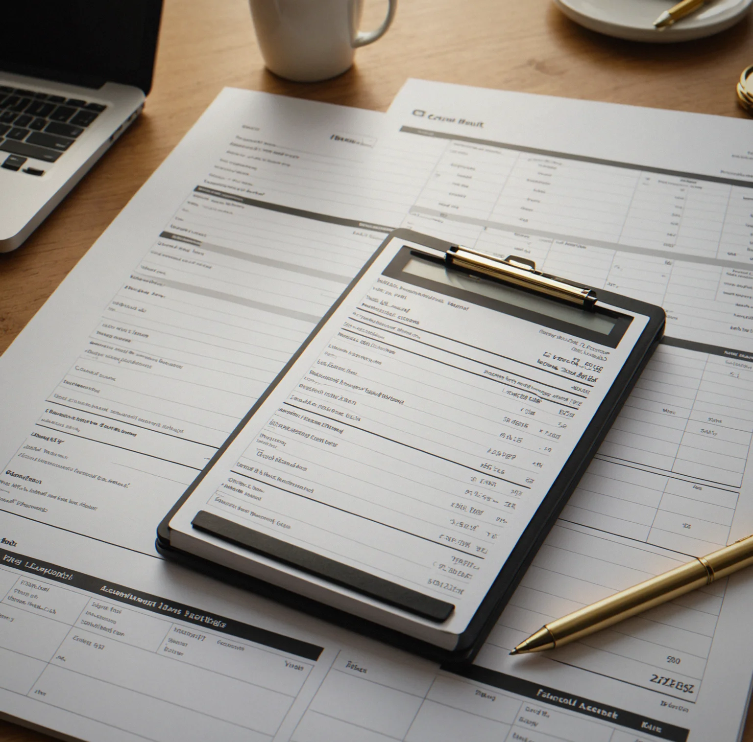 Your dashboard with the balance sheet split between assets on one side and liabilities plus equity on the other