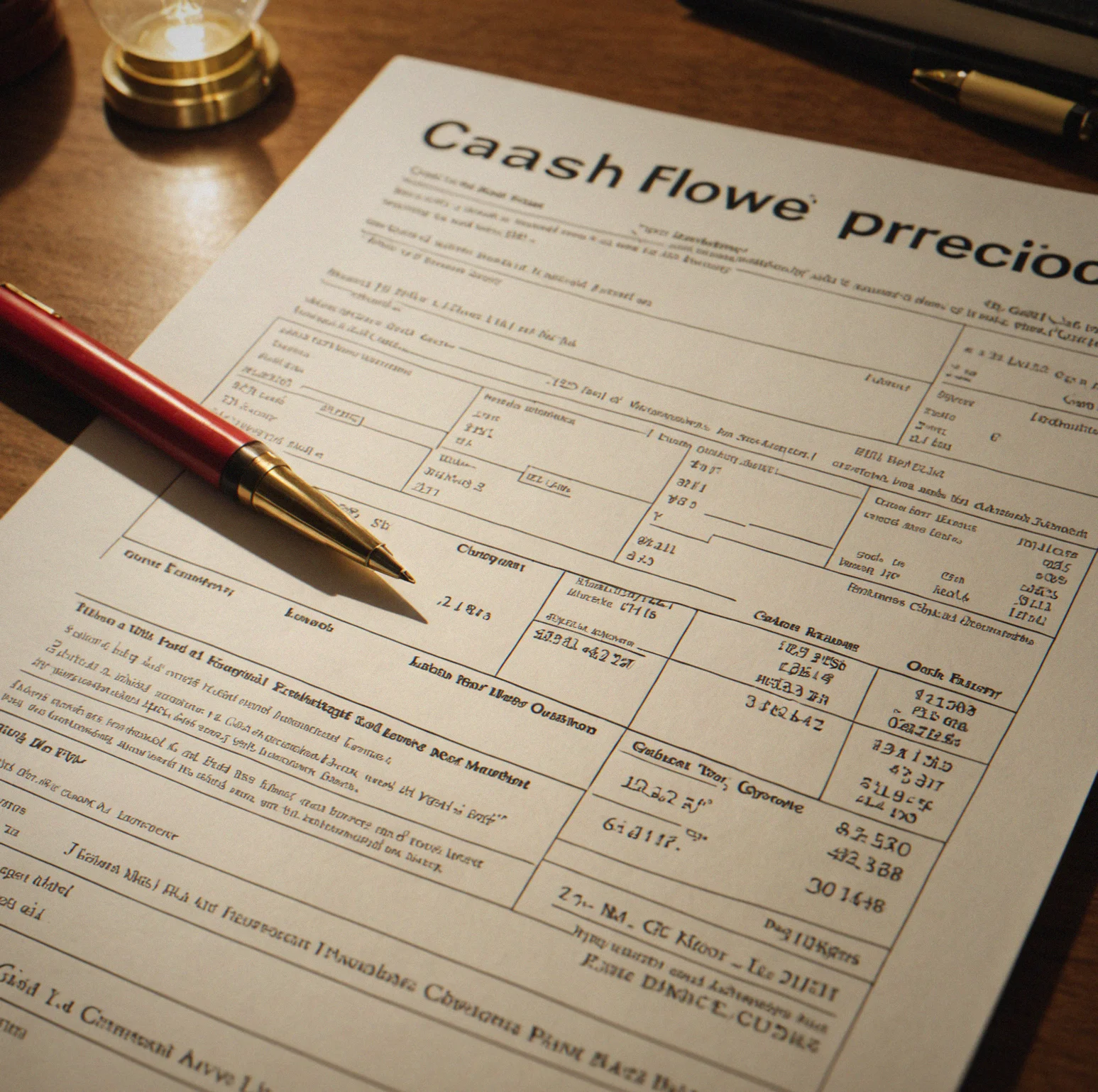 Cash flow projection looking out three quarters, with your payment obligations shown in red