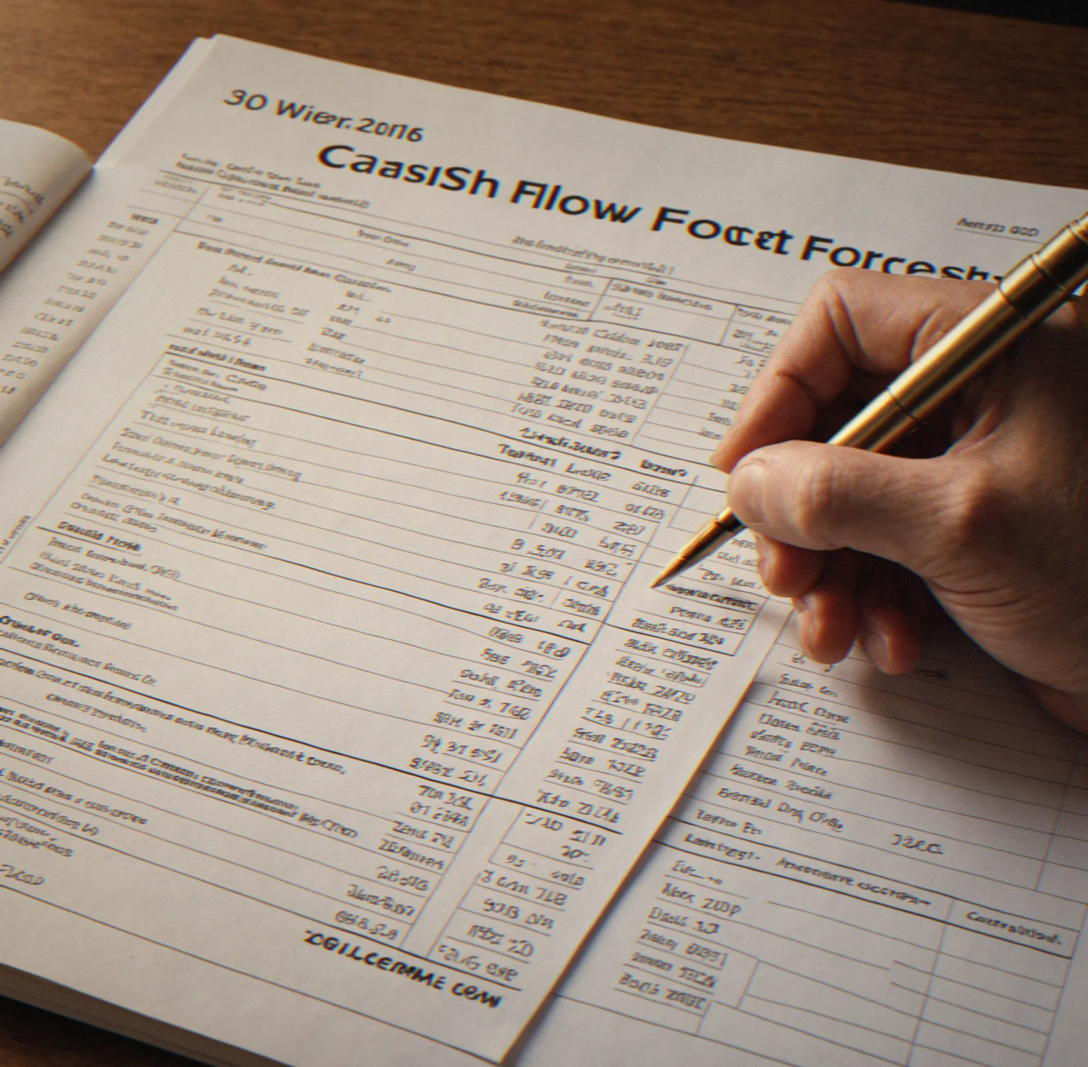 Cash flow forecast showing the next three quarters with payment dates highlighted